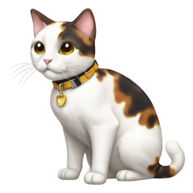 tortoiseshell white cat with cat collar full body from half side perspective  sticker
