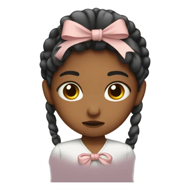 Girl crying with bow sticker