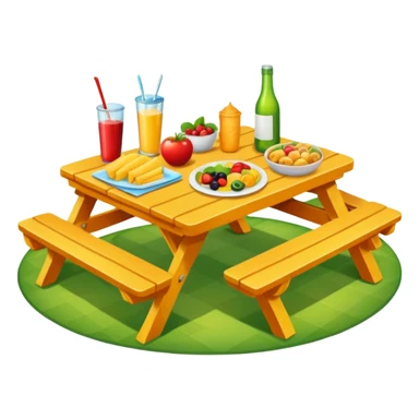 picnic table with food items on it sticker