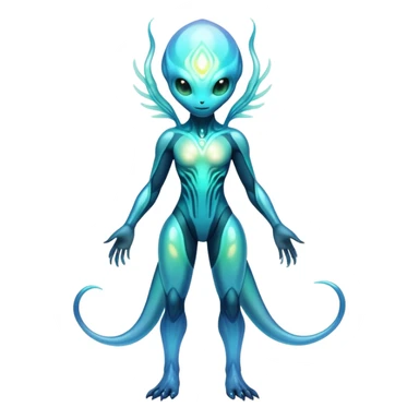 Futuristic Ethereal Iridescent Bioluminescent Translucent Illuminated Transparent Modern Fakémon-creature-hybrid Full Body sticker