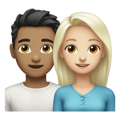 black haired girl with brown eyes next to a platinum blond haired boy with blue eyes  sticker
