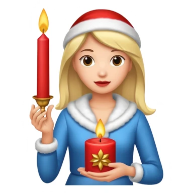 woman holding christmass ornamented candle sticker
