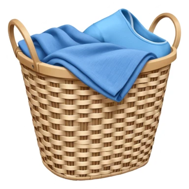 white LAUNDRY BASKET WITH FOLDED blue CLOTHES sticker