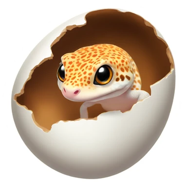 Orange leopard gecko emerges from egg sticker