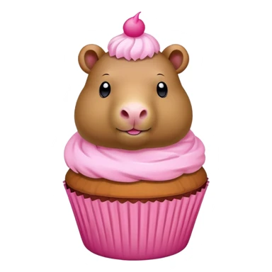 Cupcake capybara with pink icing sticker