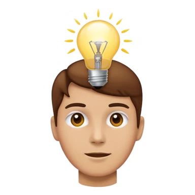 face with a lightbulb above the head, classic apple emoji style, representing sharing an opinion or idea sticker