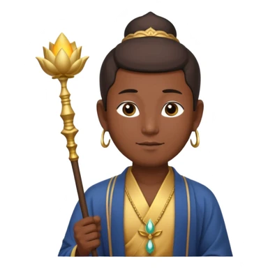 asian man with lotus, scepter, buddhism, lotus sticker