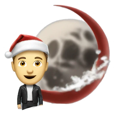 elon musk on the moon with santa sticker