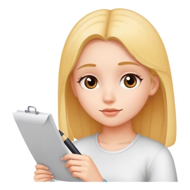 a girl who write in a paper sticker