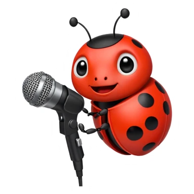 Ladybug singing with a microphone sticker