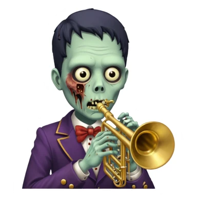 Zombie trumpeter – cracked trumpet, cheeks puffed, eerie parade feel. sticker