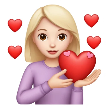 Emoji with hearts surrounding and a heart in hand sticker