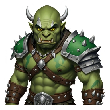 Cinematic Realistic WoW Orc Warrior Portrait, depicted with battle-scarred, rugged green skin and a powerful, muscular build that radiates primal strength. Clad in intricately detailed tribal armor accented with dark leather and iron embellishments in deep, earthy tones, his fierce eyes and determined expression exude honorable might. Rendered with lifelike texture and dramatic natural lighting, high shine, noble and formidable, capturing the essence of a legendary orc champion. sticker