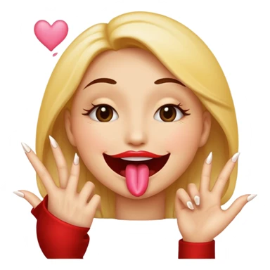 The smiley emoji with nails done. Big lips blowing a kiss sticker