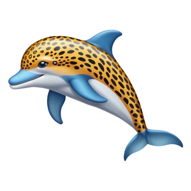 the dolphin emoji, but instead of blue skin it has leopard skin on the whole body (no blue anymore) and only one fin on the back like normal dolphins sticker