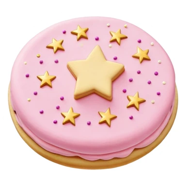 pink buttercream sugar cookie with gold star sprinkles  sticker