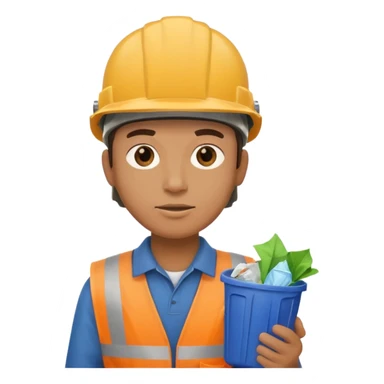 garbage man with helmet holding garbage  sticker