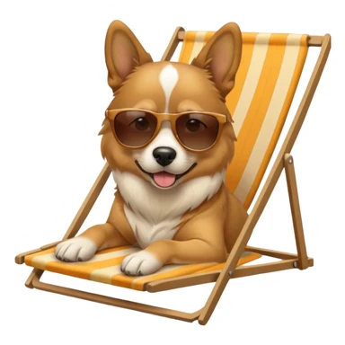 dog lying beside beach on chair with sunglasses sticker