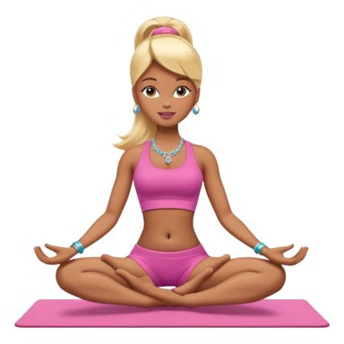 Brown skin blonde hair Barbie doing yoga with belly button pierced sticker