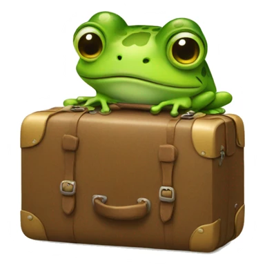 a frog with a suitcase sticker