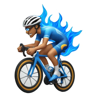 Road cyclist with big blue flames sticker