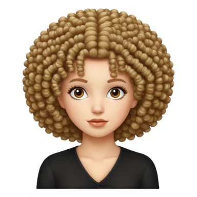 white girl with curly afro sticker