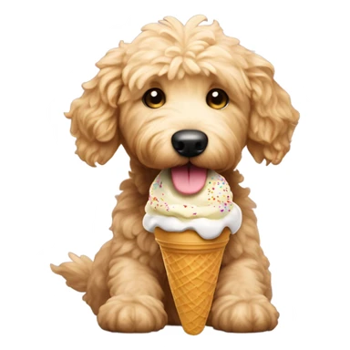 Mini golden doodle dog eating ice cream sticker