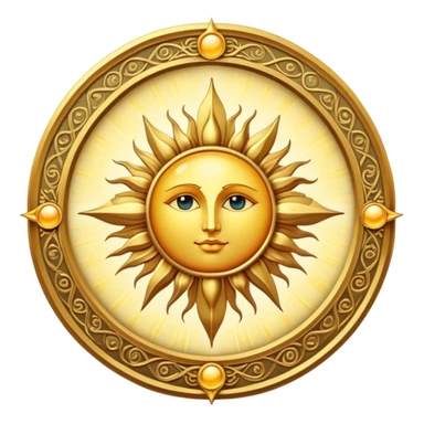 magical tarot-like card inspired by the Clow Cards from Cardcaptor Sakura. The card has ornate golden borders, a sun or moon symbol at the top, and a mysterious illustration in the center. sticker