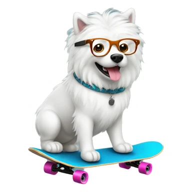 Samojed with glasses on a skateboard sticker