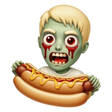 A bloody zombie eating flesh like a hot dog sticker