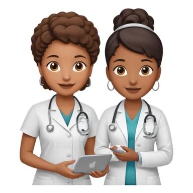 black female doctor and white ultrasound technician performing a fetal ultrasound sticker