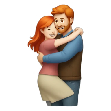 hug man and redhead woman sticker
