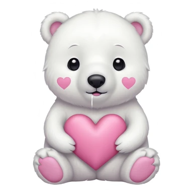  Oso Polar blanco corazón rosa kawaii cute sticker