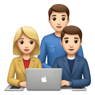 two people, woman and men using laptop sticker