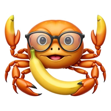 Crab with glasses on eating a banana  sticker