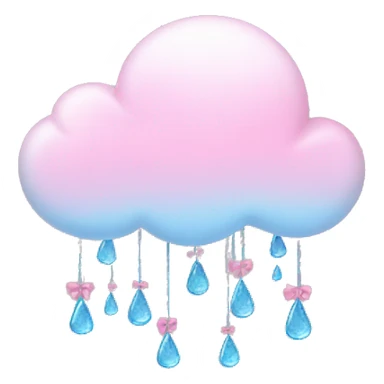 cloud raining pink bows sticker