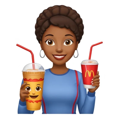 black woman holding fastfood drink sticker
