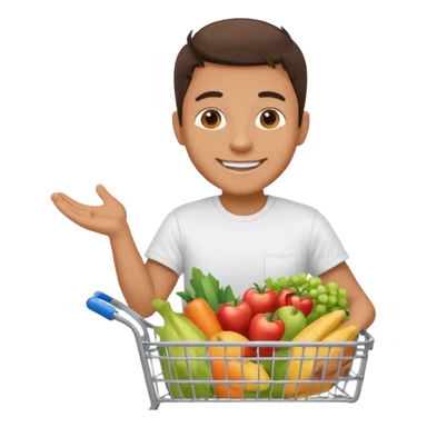 A man with a supermarket cart sticker