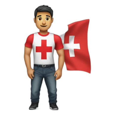 hombre con una remera con la bandera suiza que se lo note muy enfermo sticker