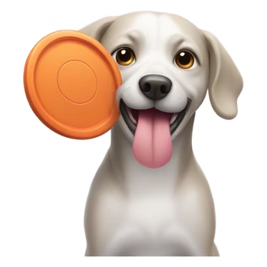Dog with a frisbee in his mouth sticker
