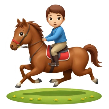 l little chinese baby riding on a  cute horse running really fast on the grass with 2026 year's label sticker