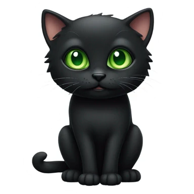 Black cat with green eyes and short tail  sticker