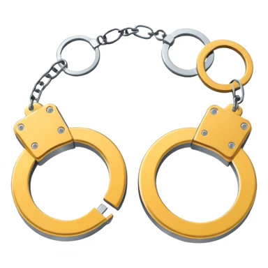 Minimalistic metallic handcuffs emoji, black and white, reflective metal, simple flat vector design, futuristic minimal style sticker