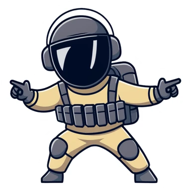 SWAT team member doing a happy Friday dance, energetic pose sticker