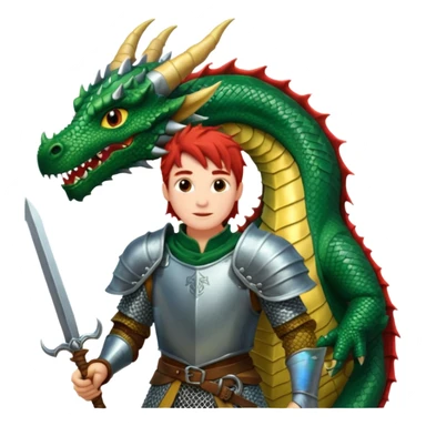 a dragon tamer in medieval time with a dragon next to him sticker