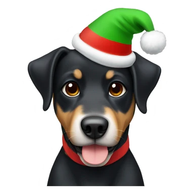 Dog wearing Christmas hat black dog  sticker