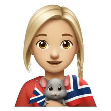 Little 8 years old girl with a rat and a Norwegian flag sticker