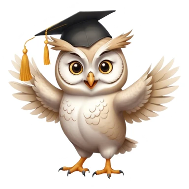 happy white Owl dancing with graduation hat and diploma in claws sticker