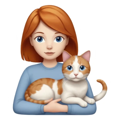 A ginger with blue eyes holding a very large dilute calico (grey, white, beige coloured) cat. sticker