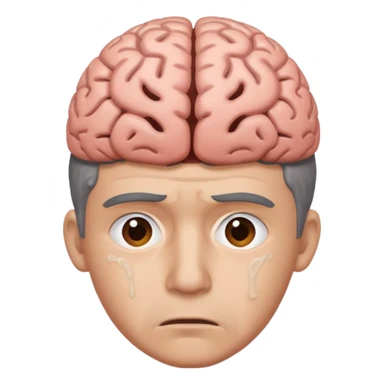 a worried man that dont know what to do and with the brain out of your opened head sticker
